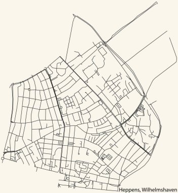 Almanya 'nın WILHELMSHAVEN kentindeki HEPPENS DISTRICT kentsel yol haritasının ayrıntılı seyir çizgileri