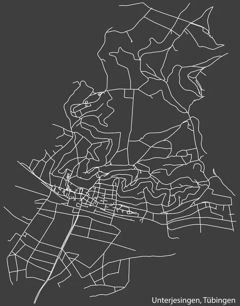 Navegação Negativa Detalhada Linhas Brancas Ruas Urbanas Mapa Das Unterjesingen — Vetor de Stock