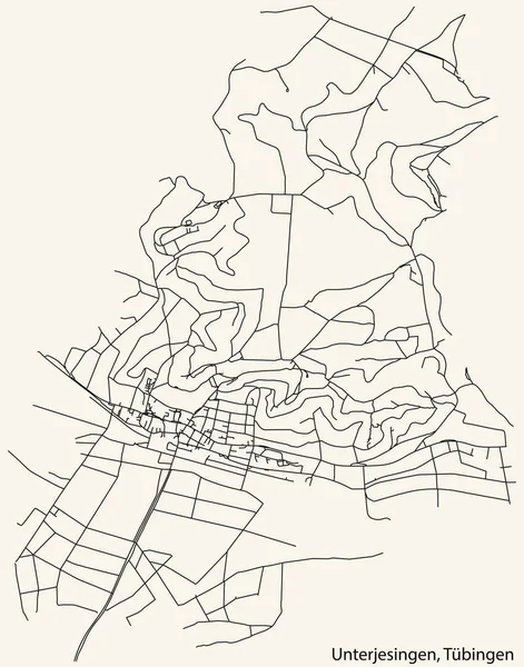 Detaillierte Navigation Schwarze Linien Stadtstraßenplan Des Unterjesingen District Der Deutschen — Stockvektor