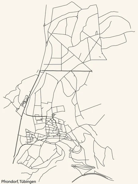 Detaillierte Navigation Schwarze Linien Stadtstraßenplan Der Pfrondorf District Der Deutschen — Stockvektor