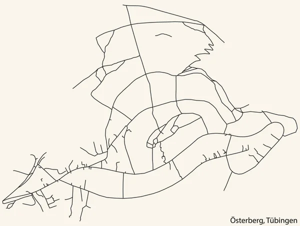 Детальная Навигация Черные Линии Городских Улиц Карта Sterberg District Немецкого — стоковый вектор