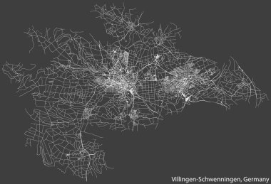 Alman kenti VILLINGEN-SCHWENNINGEN, Almanya 'nın Koyu gri arka planında yer alan kentsel yol haritası