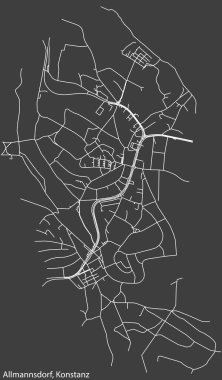 Almanya 'nın KONSTANZ kentindeki ALLMANNSDORF QuARTER' ın şehir caddeleri haritası