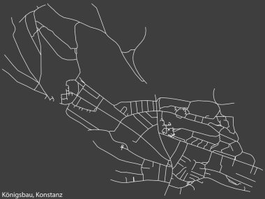 Alman kasabası KONSTANZ, Almanya 'nın KNIGSBAU QuARTER' ının şehir caddeleri haritası