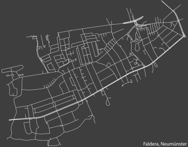 Alman şehri NEUMNSTER, Almanya 'nın FALDERA QuARTER' ının şehir caddeleri haritası