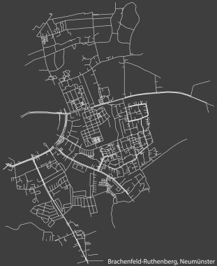 Almanya 'nın NeumNSTER kentindeki BRACHENFELD-RUTHENBERG Quarter bölgesinin şehir caddelerinin detaylı haritası.