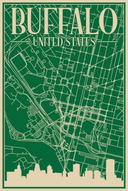 Road network poster of the downtown BUFFALO, UNITED STATES OF AMERICA