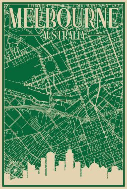 Road network poster of the downtown MELBOURNE, AUSTRALIA