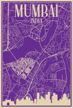 Road network poster of the downtown MUMBAI, INDIA