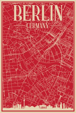 Road network poster of the downtown BERLIN, GERMANY