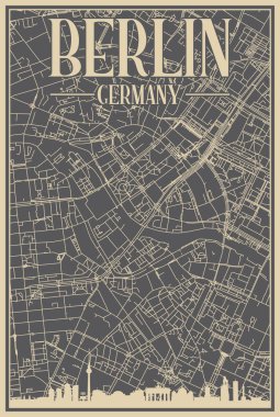 Road network poster of the downtown BERLIN, GERMANY