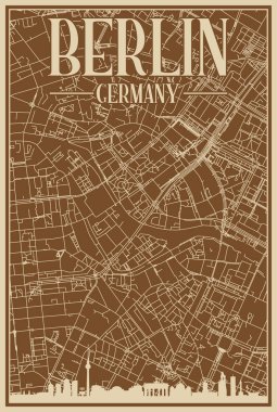 Road network poster of the downtown BERLIN, GERMANY