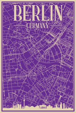 Road network poster of the downtown BERLIN, GERMANY