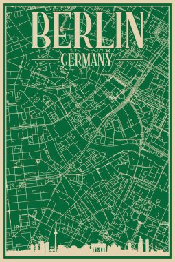 Road network poster of the downtown BERLIN, GERMANY