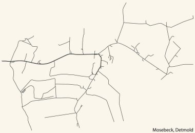 Almanya 'nın DETMOLD kentindeki MOSEBECK DISTRICT kentsel yol haritasının ayrıntılı seyir çizgileri