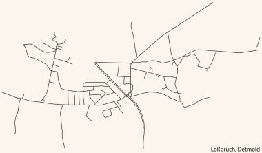 Almanya 'nın DETMOLD kentindeki LOSSBRUCH DISTRICT' nin klasik bej arkaplanlı şehir caddeleri haritası