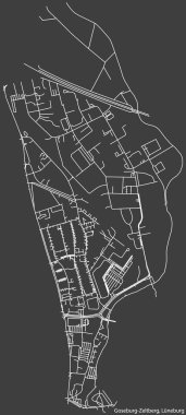 Almanya 'nın LNEBURG kentindeki GOSEBURG-ZELTBERG DISTRICT' in şehir caddelerinin detaylı haritası