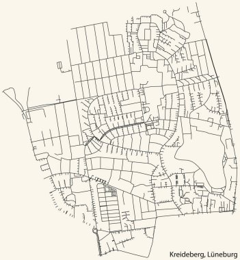 Almanya 'nın LNEBURG kentindeki KREIDEBERG DISTRICT kentsel yol haritasının ayrıntılı seyir çizgileri