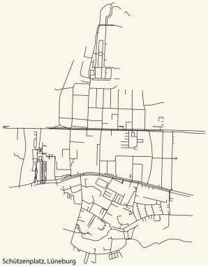 Almanya 'nın LNEBURG kentindeki SCHTZENPLATZ DISTRICT kentsel yol haritasının ayrıntılı seyir çizgileri