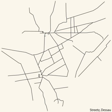 Detailed hand-drawn navigational urban street roads map of the STREETZ-NATHO BOROUGH of the German town of DESSAU, Germany with vivid road lines and name tag on solid background