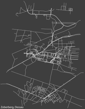 Detailed hand-drawn navigational urban street roads map of the ZOBERBERG BOROUGH of the German town of DESSAU, Germany with vivid road lines and name tag on solid background