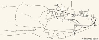 Detailed hand-drawn navigational urban street roads map of the KLEINKHNAU BOROUGH of the German town of DESSAU, Germany with vivid road lines and name tag on solid background