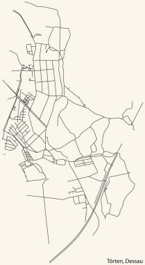 Detailed hand-drawn navigational urban street roads map of the TRTEN BOROUGH of the German town of DESSAU, Germany with vivid road lines and name tag on solid background