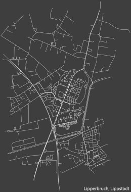 Detailed hand-drawn navigational urban street roads map of the LIPPERBRUCH BOROUGH of the German town of LIPPSTADT, Germany with vivid road lines and name tag on solid background