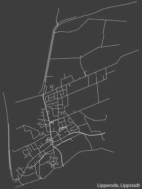 Detailed hand-drawn navigational urban street roads map of the LIPPERODE BOROUGH of the German town of LIPPSTADT, Germany with vivid road lines and name tag on solid background