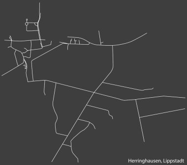 Detailed hand-drawn navigational urban street roads map of the HERRINGHAUSEN BOROUGH of the German town of LIPPSTADT, Germany with vivid road lines and name tag on solid background