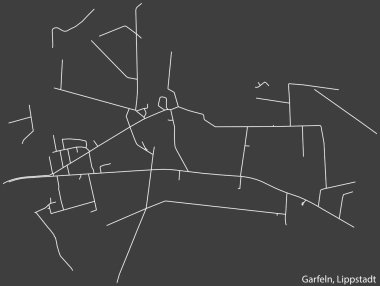 Detailed hand-drawn navigational urban street roads map of the GARFELN BOROUGH of the German town of LIPPSTADT, Germany with vivid road lines and name tag on solid background
