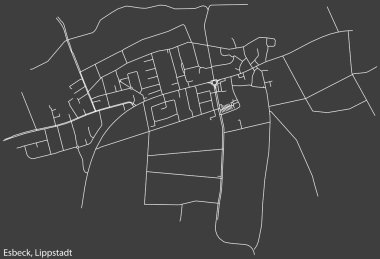 Detailed hand-drawn navigational urban street roads map of the ESBECK BOROUGH of the German town of LIPPSTADT, Germany with vivid road lines and name tag on solid background