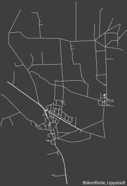 Detailed hand-drawn navigational urban street roads map of the BKENFRDE BOROUGH of the German town of LIPPSTADT, Germany with vivid road lines and name tag on solid background
