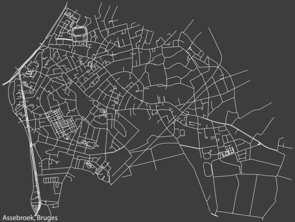Mapa Detallado Carreteras Urbanas Navegación Dibujado Mano Del Suburbio Assebroek — Archivo Imágenes Vectoriales
