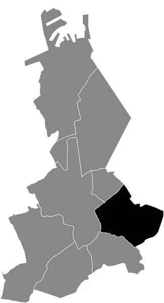 Μαύρο Επίπεδο Κενό Τονισμένο Χάρτη Θέση Του Sint Kruis Suburb — Διανυσματικό Αρχείο