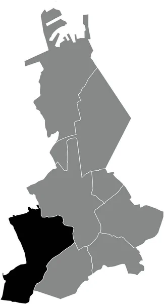 Black Flat Blank Highlighted Location Map Sint Andries Suburb Gray — стоковый вектор