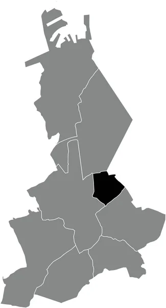 Black Flat Blank Highlighted Location Map Koolkerke Suburb Gray Administrative — 图库矢量图片