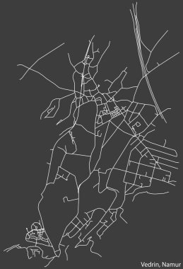 Belçika 'nın NAMUR kentinin VEDRIN DISTRICT haritasının ayrıntılı elle çizilmiş yol haritası ve sağlam arka planda isim etiketi