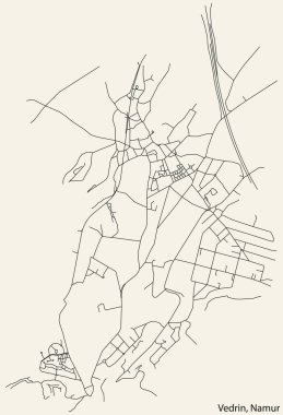 Belçika 'nın NAMUR kentinin VEDRIN DISTRICT haritasının ayrıntılı elle çizilmiş yol haritası ve sağlam arka planda isim etiketi