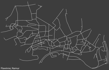 Belçika 'nın NAMUR kentinin FLAWINNE DISTRICT haritasının ayrıntılı elle çizilmiş yol çizimleri ve sağlam arka planda isim etiketi