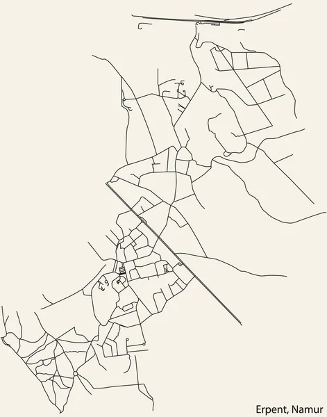 Detaillierte Handgezeichnete Stadtstraßennavigationskarte Des Erpent District Der Belgischen Stadt Namur — Stockvektor