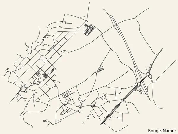 Detaillierte Handgezeichnete Straßenkarte Der Bouge District Der Belgischen Stadt Namur — Stockvektor