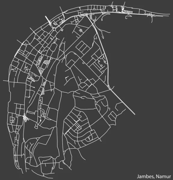 Детальная Карта Дорожной Карты Города Ямбес Намур Бельгия Яркими Дорожными — стоковый вектор