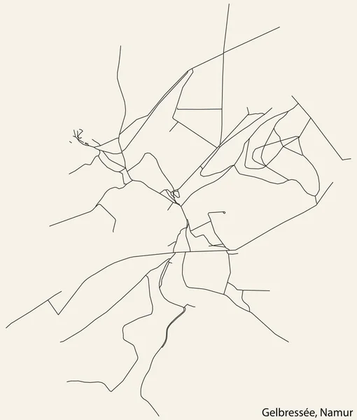 Detaillierte Handgezeichnete Straßenkarte Der Gelbresse District Der Belgischen Stadt Namur — Stockvektor