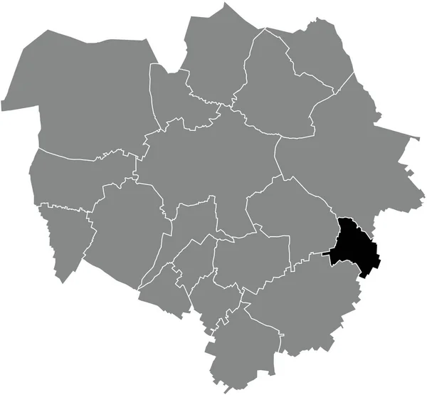 ベルギーのMonsの灰色の行政地図の中のVillers Saint Ghislain地区の黒いフラットブランクハイライトされた場所マップ — ストックベクタ
