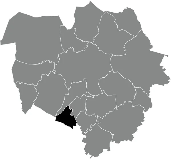 比利时内政部灰色行政地图内Ciply District的黑色扁平醒目空白位置图 — 图库矢量图片