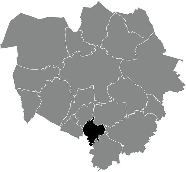 比利时内政部灰色行政地图内Nouvelles District的黑色扁平醒目空白位置图 — 图库矢量图片