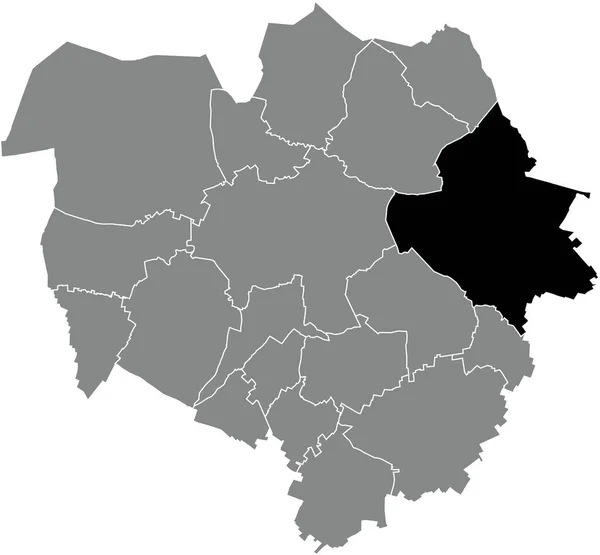 比利时内政部灰色行政地图内Havr District的黑色扁平突出显示空白位置图 — 图库矢量图片