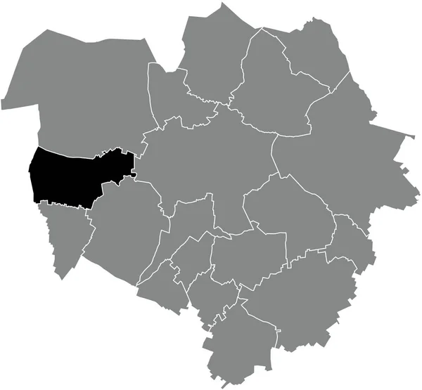 比利时内政部灰色行政地图内Jemappes District的黑色扁平醒目空白位置图 — 图库矢量图片