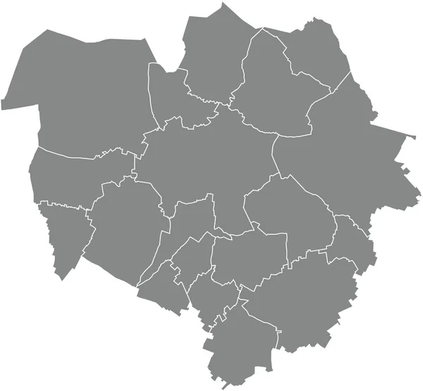 Carte Administrative Vectorielle Plate Grise Mons Belgique Avec Lignes Démarcation — Image vectorielle